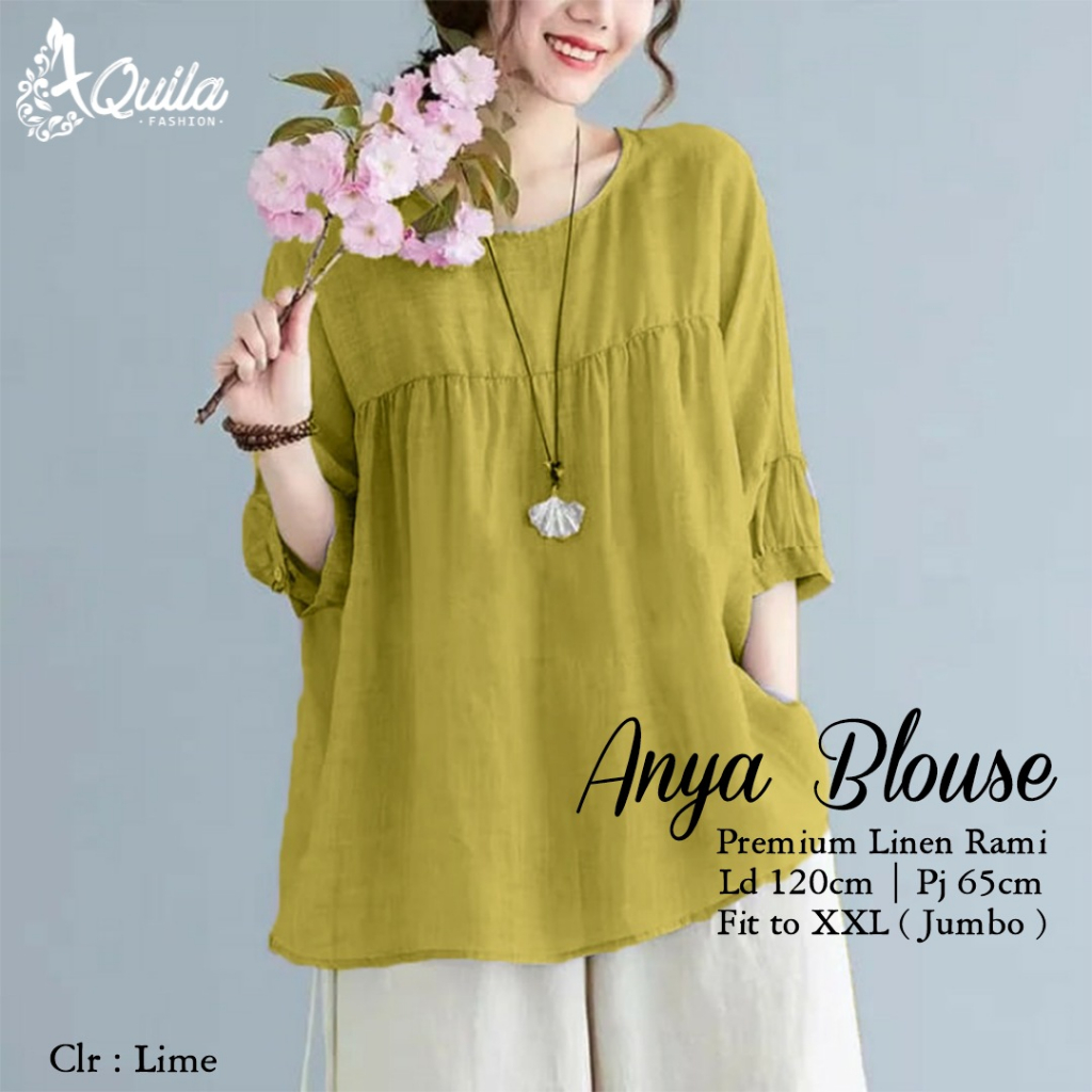 [Bisa Bayar Ditempat / COD] Anya Blouse by Aquila anya jumbo blouse atasan wanita size jumbo fit to 
