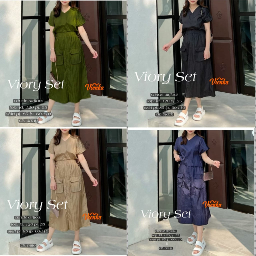 VIORY SET WANITA SETELAN BLOUSE SKIRT CRINCLE AIRFLOW JUMBO LD 120 XXL