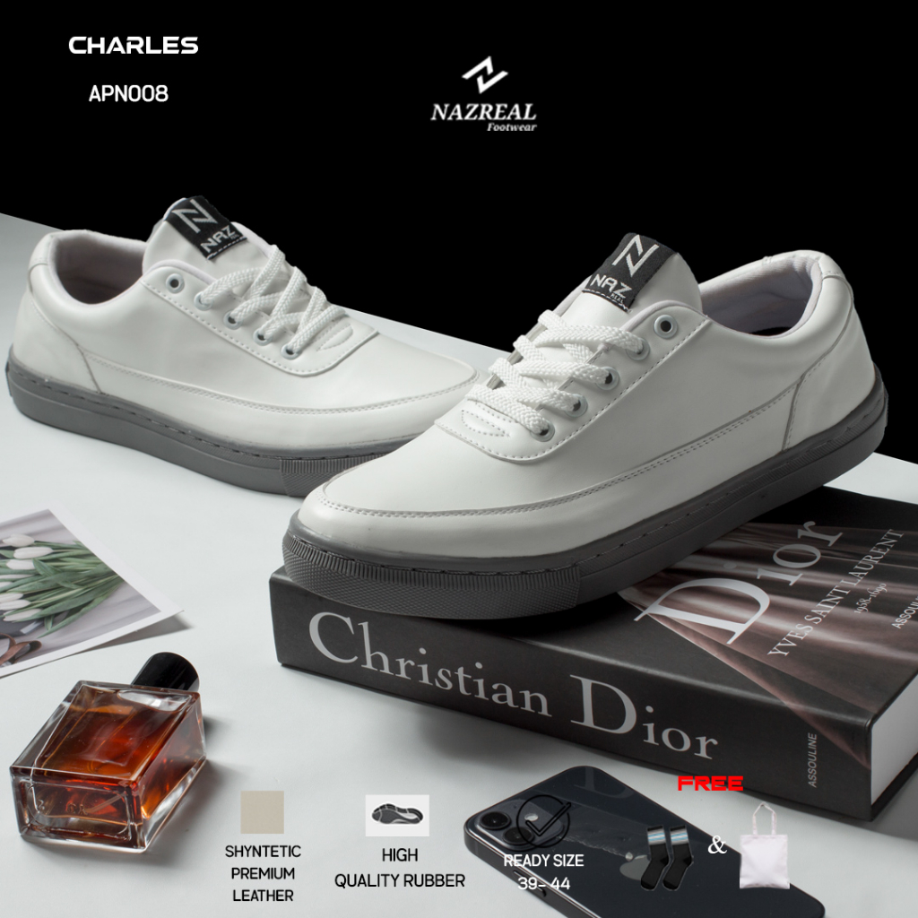 Sepatu Casual Pria wanita Naz Charles Sneakers Premium Sole Dijahit
