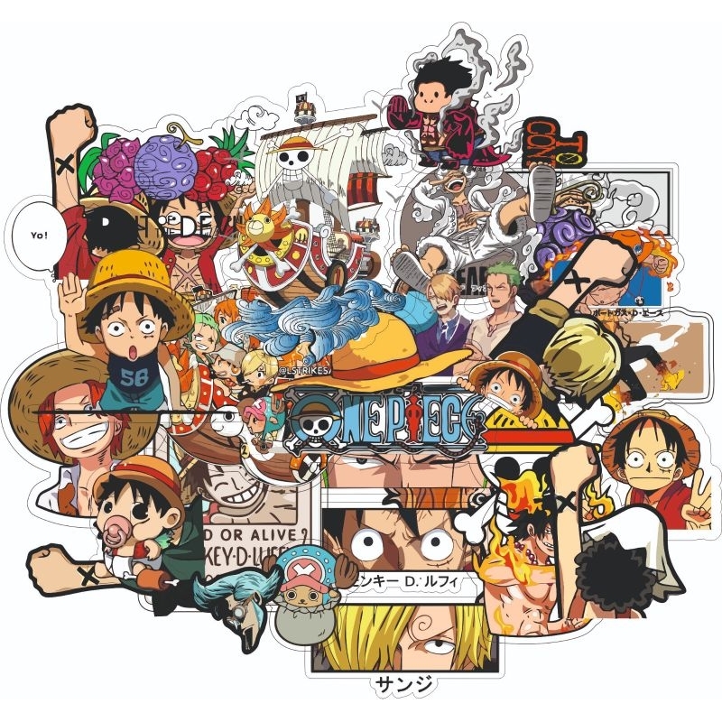 Stiker one piece berwarna (kertas glosy anti air)