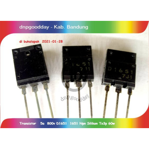 Unik Transistor   5a  800v D1651  1651 Npn Silikon To3p 60w Diskon