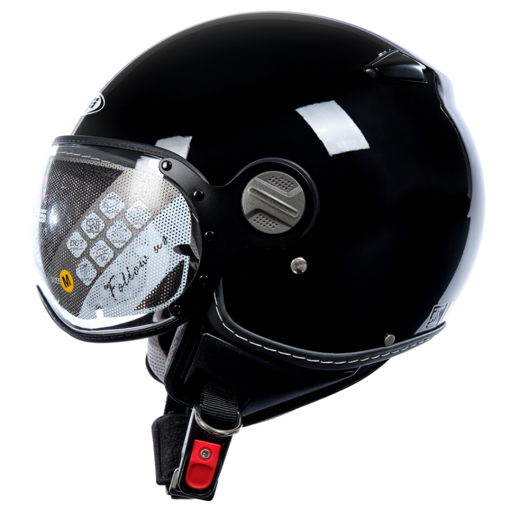 ZEUS ZS 210K BLACK GLOSSY RETRO SINGLE VISOR