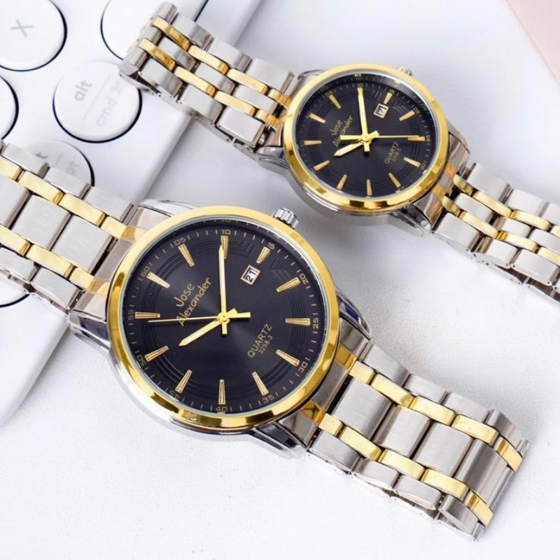 JS 3258-3 Jam Tangan Couple/Pasangan Rantai Original Mesin Tanggal Aktif & 100% Anti Air