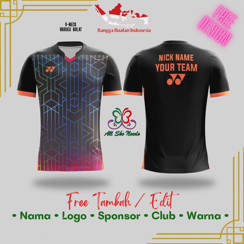 Jersey Baju Kaos Bulutangkis Badminton Tenis Meja Pingpong Basket Futsal Sepeda Lari | Ganti Logo Bi