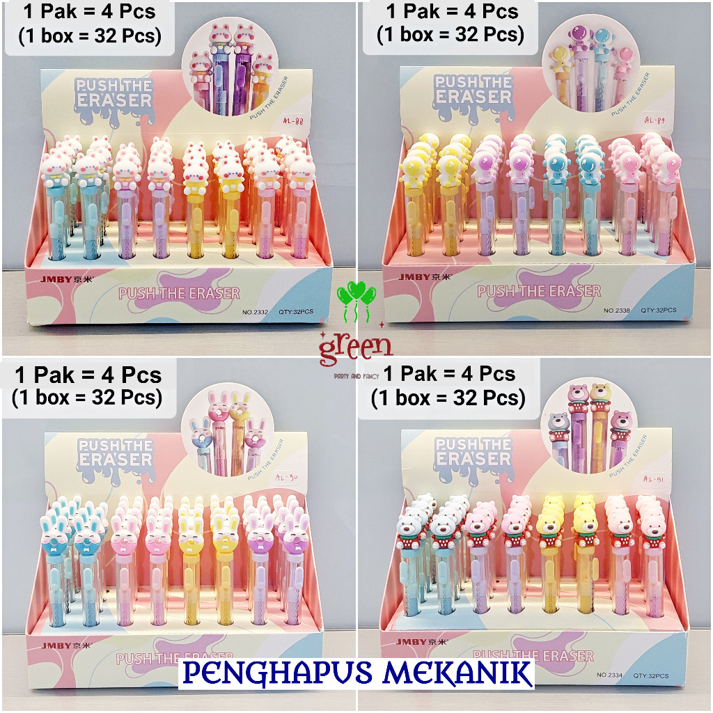 

[4 pcs] Penghapus mekanik Penghapus slide Penghapus dorong Eraser pen mechanical eraser 4 pcs