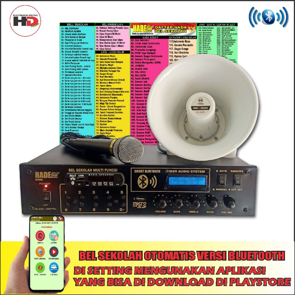 BEL SEKOLAH OTOMATIS SETING HP 1SPEKER LENGKAP