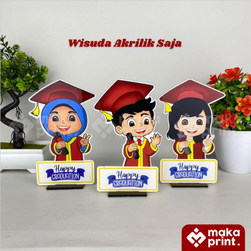 Piala Wisuda Akrilik Hijab Graduation (Akrilik Saja) - Piala Akrilik Anak - Piala Wisuda - Plakat Ak