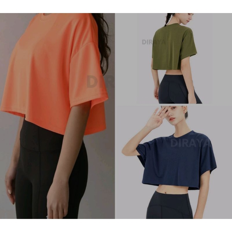 Kaos Crop Oversized Korean Style