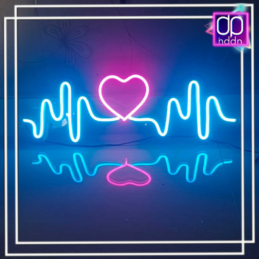 NEON SIGN | Lampu Hias Neon Flex Custom Gambar Detak Jantung Uk. 15x50CM