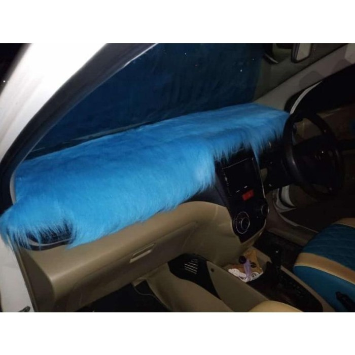 KINGFUR Karpet bulu panjang hiasan dasbor mobil warna BIRU MINT polos impor premium bahan tebal halu