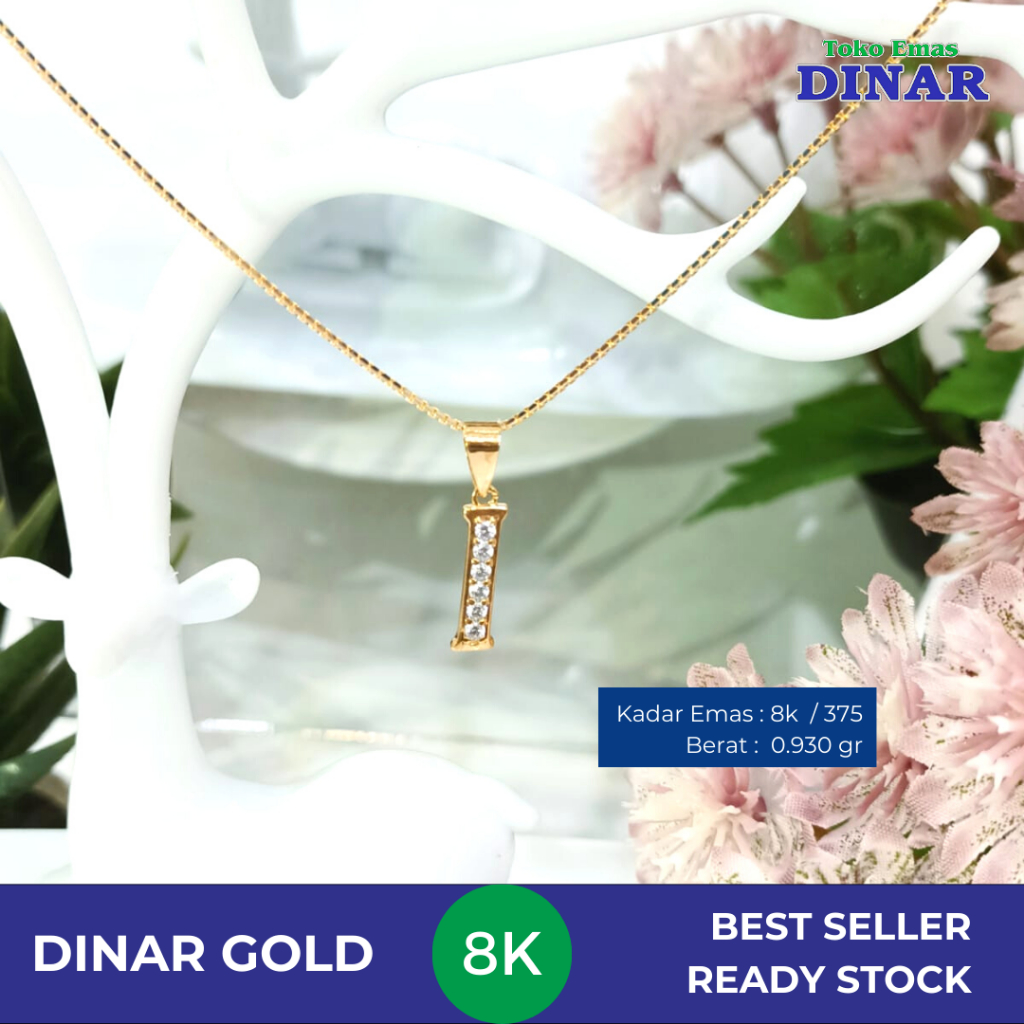 LIONTIN BATU AD HURUF "I" SLP KADAR EMAS MUDA - 8K