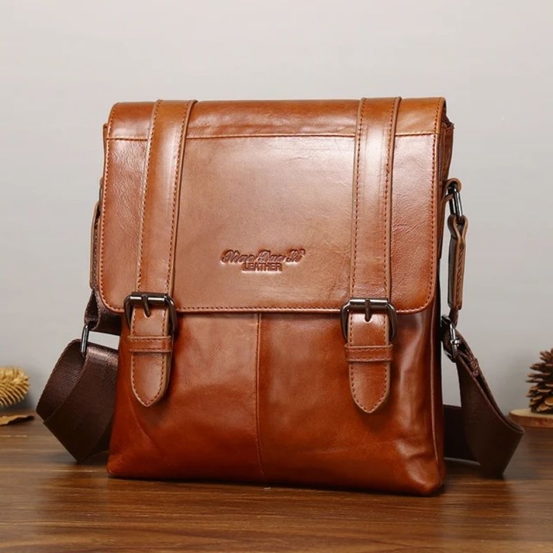 Tas Selempang Tab RZ61721 Kulit Asli Tas Kerja Kulit Asli Import Tas Bahu Pria dan Wanita Kulit Asli