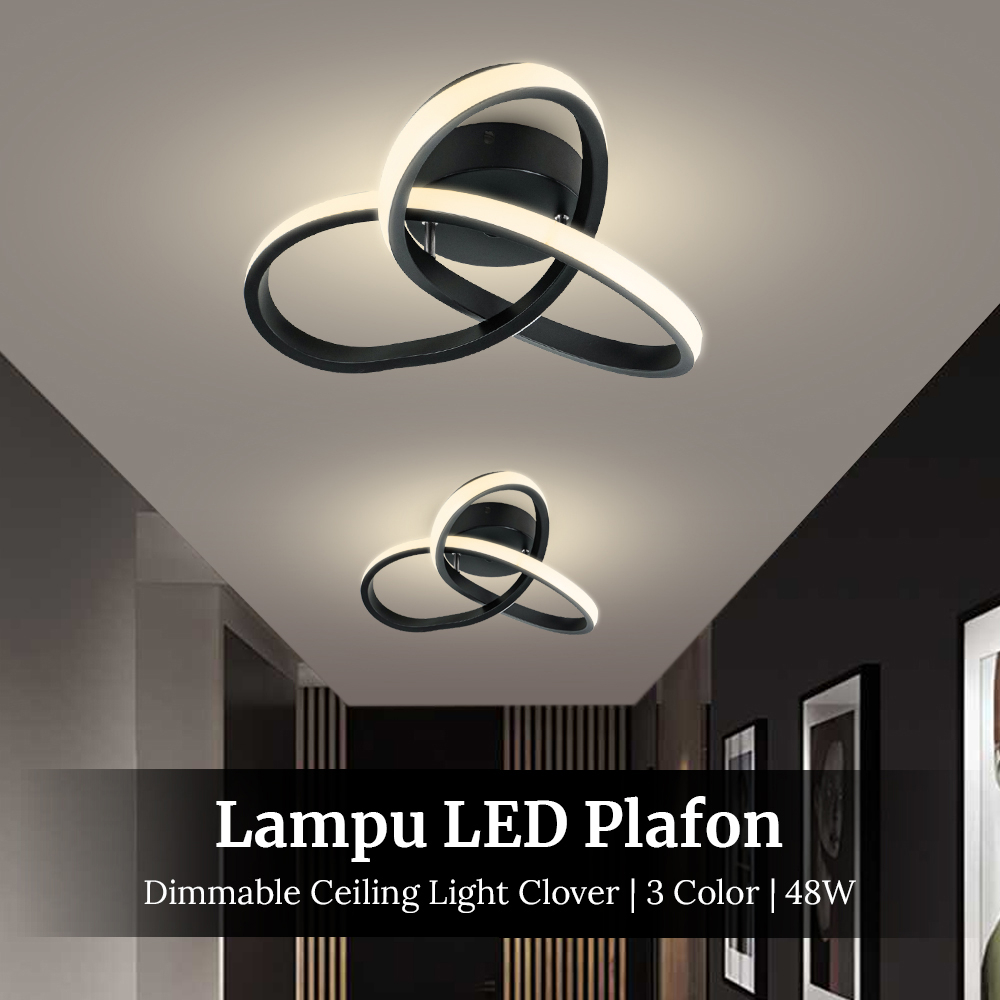 Lampu LED Plafon Dimmable Ceiling Light Clover 3 Color 24W - P36 - Black
