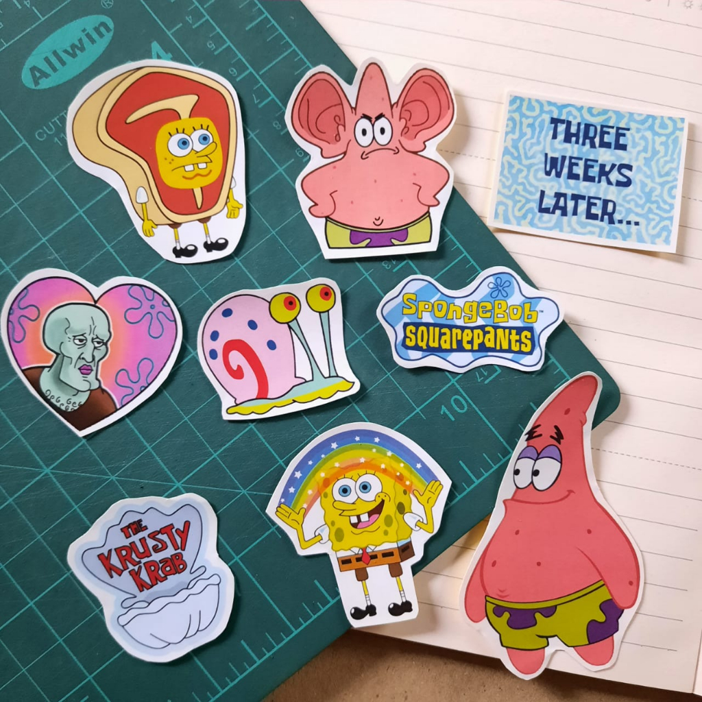 

STIKER SPONGEBOB KARTUN ll Stiker Aesthetic Retro ll Stiker Dekorasi