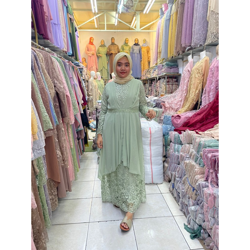 Gamis pesta/gamis berukat mewah/gamis berukatjumbo/ gamis pesta jumbo/ Ld 140/ gamis seragaman hajat