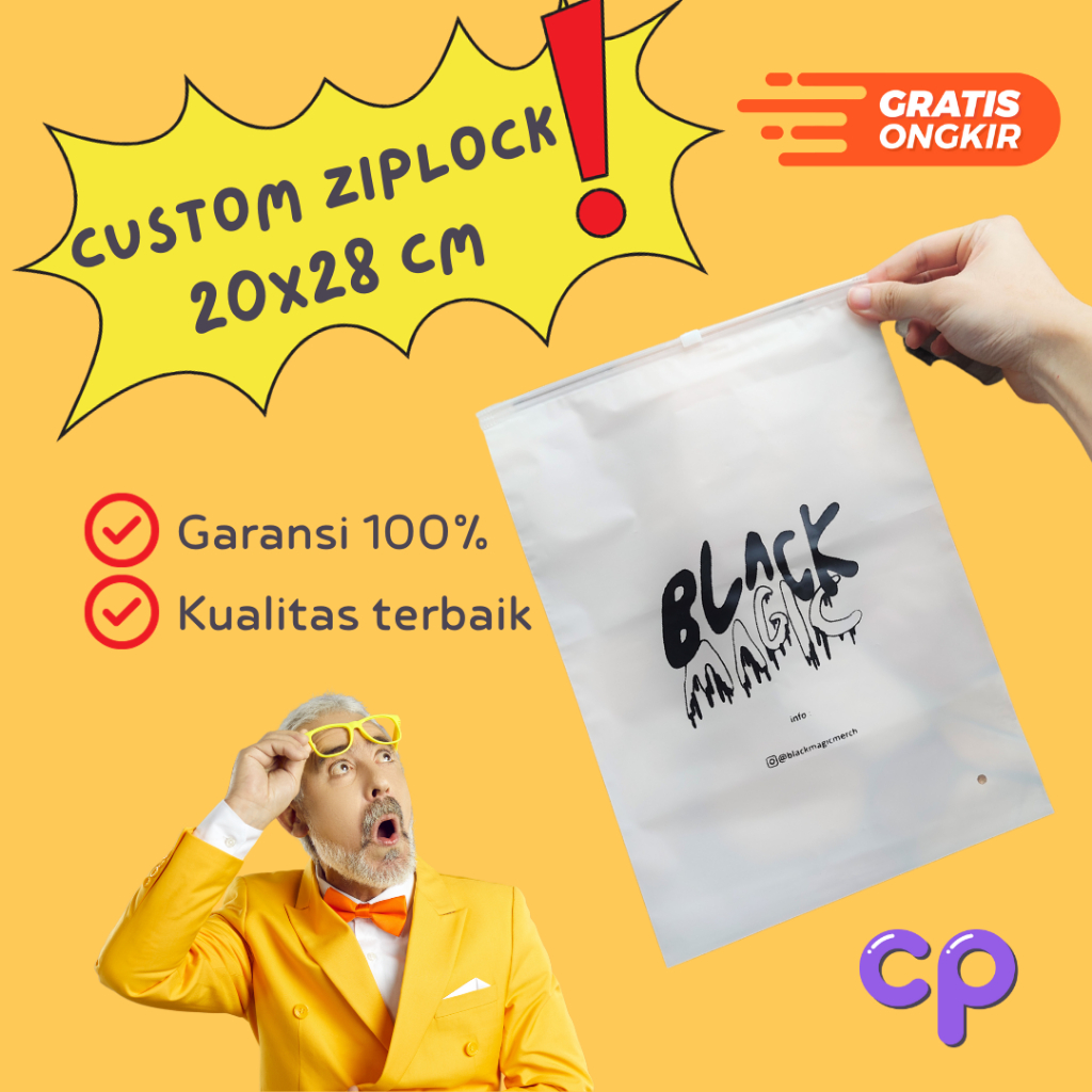 

Custom ziplock bag 20x28 cm frosted / resealable bag / sablon tas plastik baju