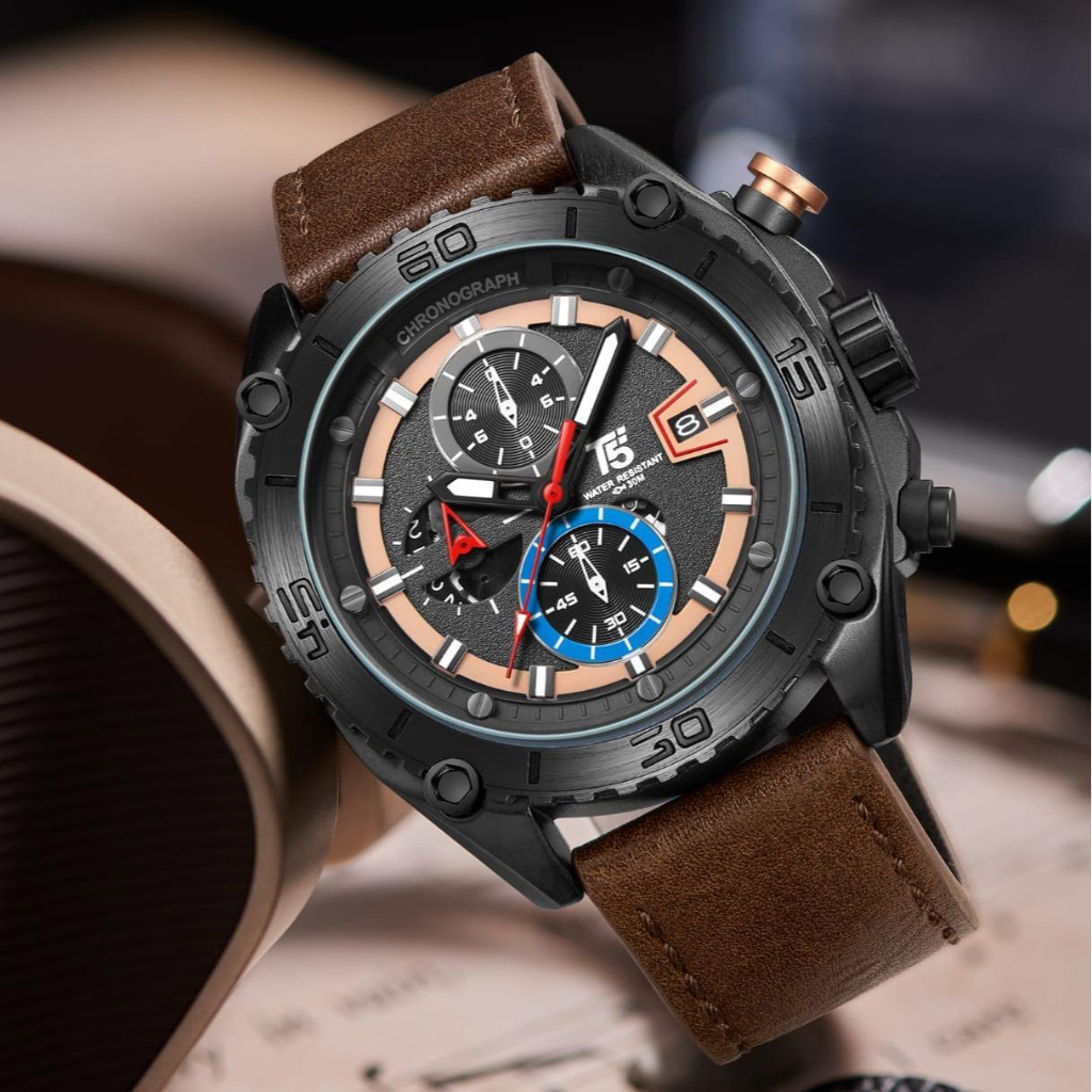 [SALE] TimelessCorp - Jam Tangan Pria Cowok T5 H 3879G New 6 Colours With Stopwatch Original