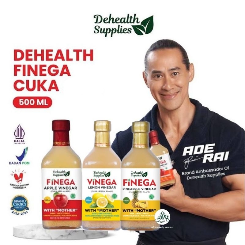 

Dehealth Supplies FINEGA ex VINEGA | CUKA APEL | NENAS | LEMON - 500ml Botol KACA