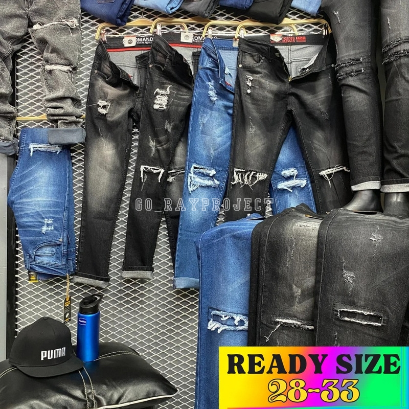 Celana Pria Keren 2023 // Celana Jeans Sobek Korean Style // Celana Jeans Panjang Sobek Pria