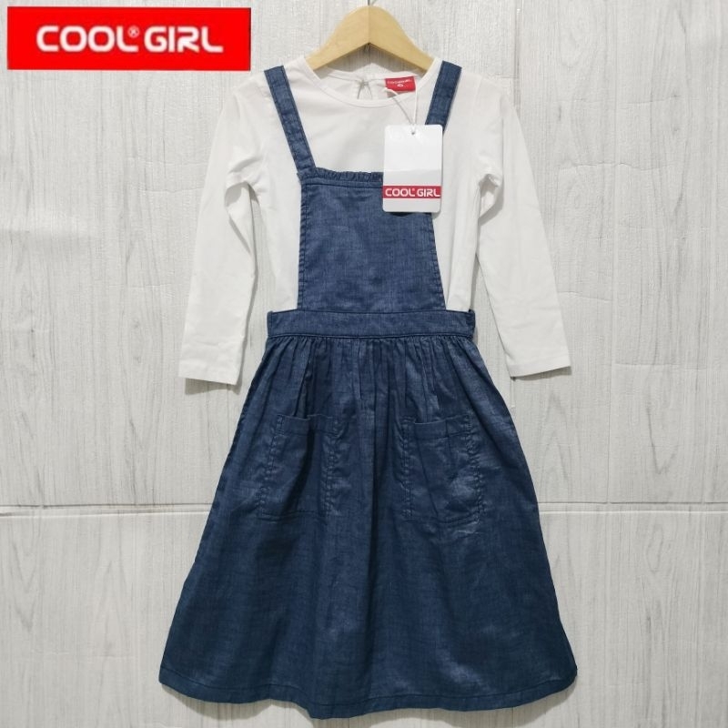 Cool Girl Set Overall Rok Soft Denim Anak Perempuan