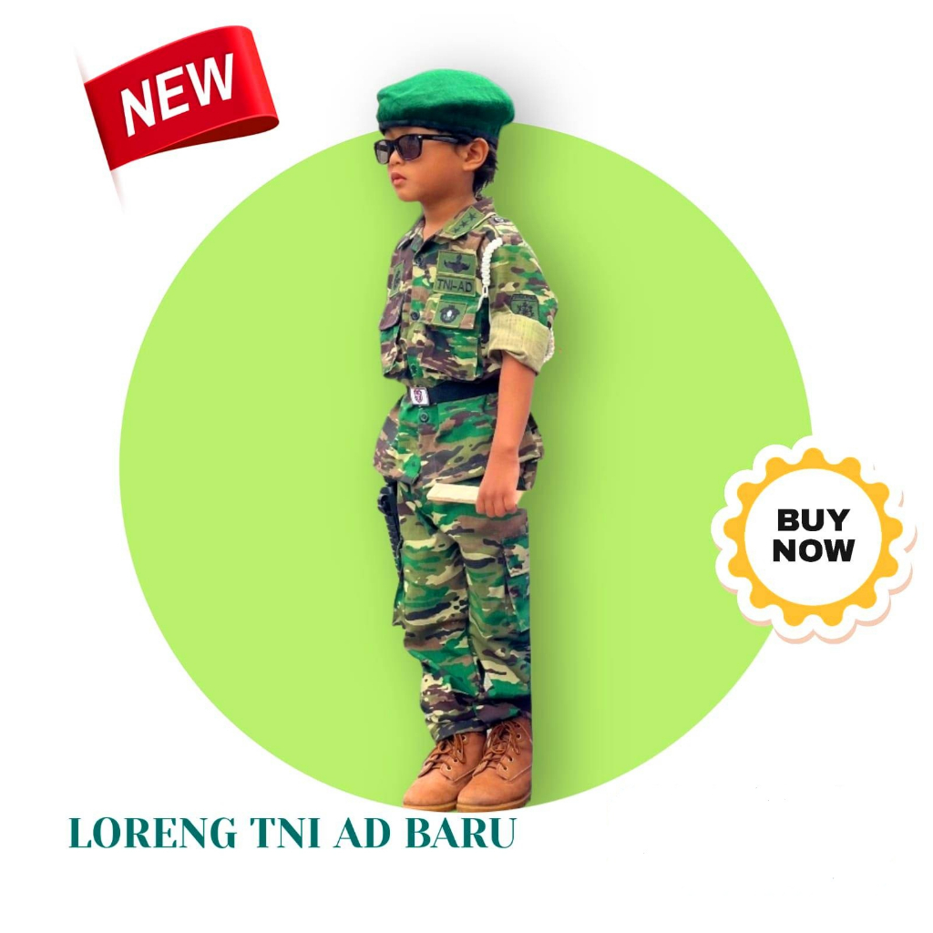 Seragam TNI AD loreng terbaru 2022 Baju TNI AD anak loreng terbaru komplit Kostum TNI AD terbaru 202