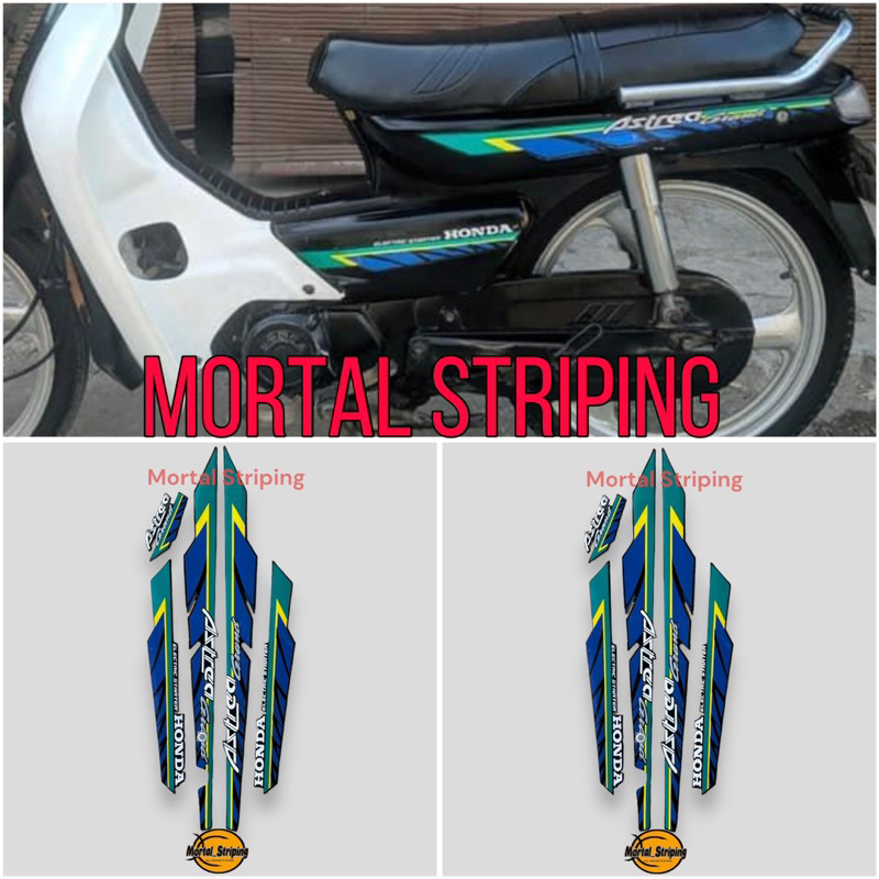 STIKER STRIPING LIS BODY MOTOR ASTREA GRAND 93 1993 HIJAU BIRU