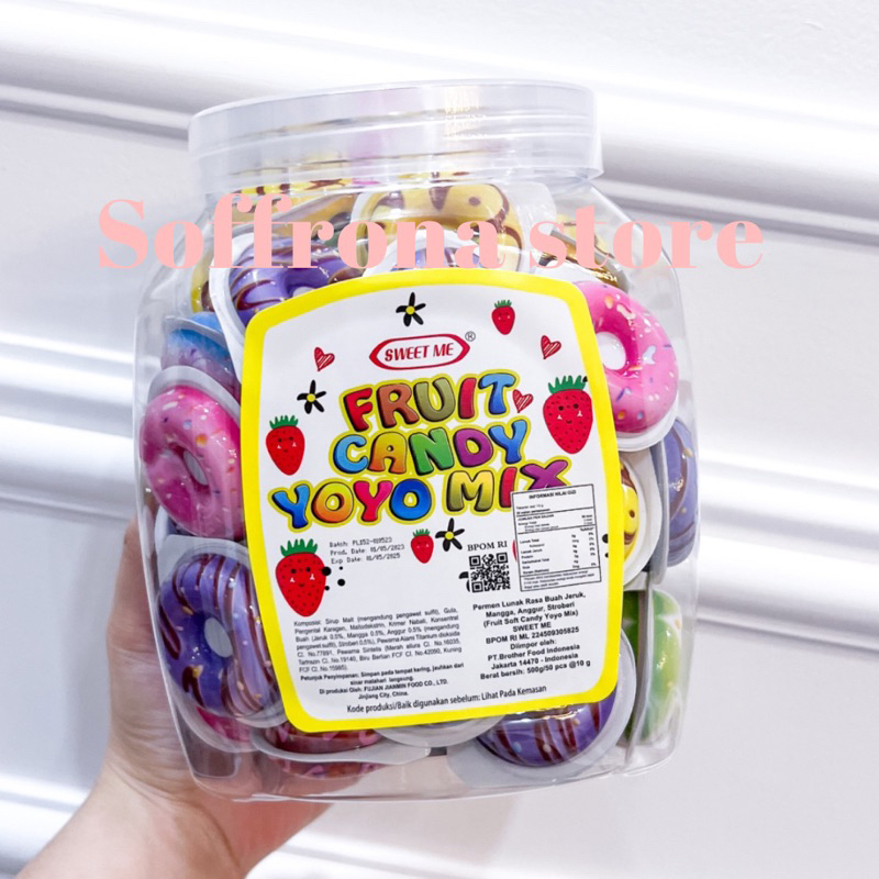 

PERMEN LUNAK BUAH BENTUK DONAT fruit candy donut sweet me isi 50 pcs ready stock makassar