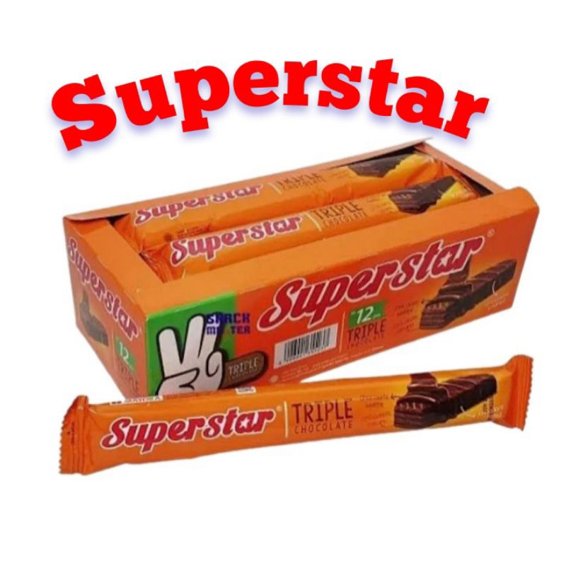 

Superstar Triple Wafer Chocolate 16gr (1 Box isi 12 pcs)