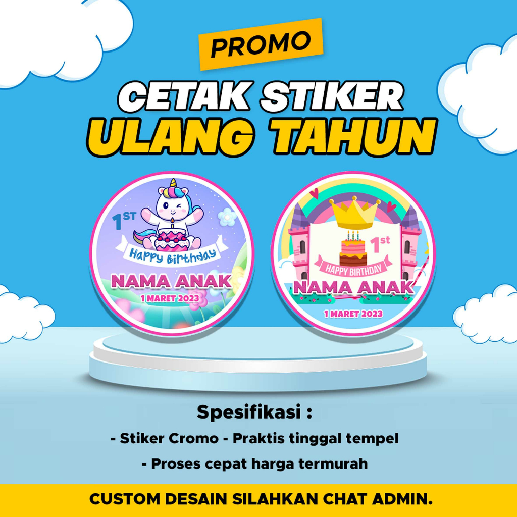 

Stiker Ulang Tahun Anak Sticker Custom Label Bento Gratis Desain Murah Bulat Express Sehari Jadi