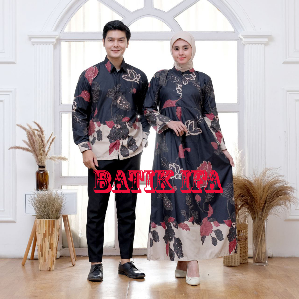 Harga Sepasang - Baju Batik Couple Kekinian - Sarimbit Batik Gamis dan Kemeja - BATIK IFA