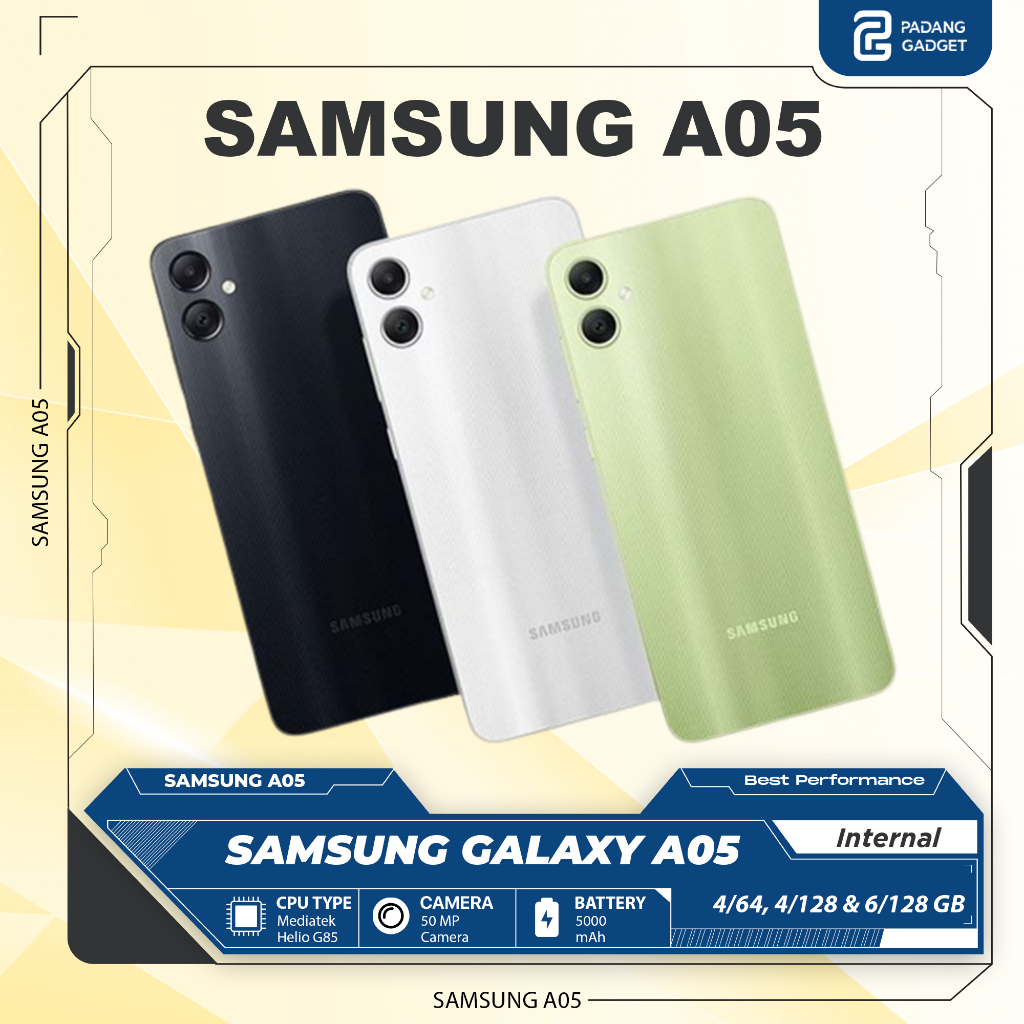 Samsung Galaxy A05 Ram 4/64, 4/128, &amp; 6/128 GB Extended Terbaru Original Smartphone Handphone Hp Samsung Garansi Resmi 1 Tahun