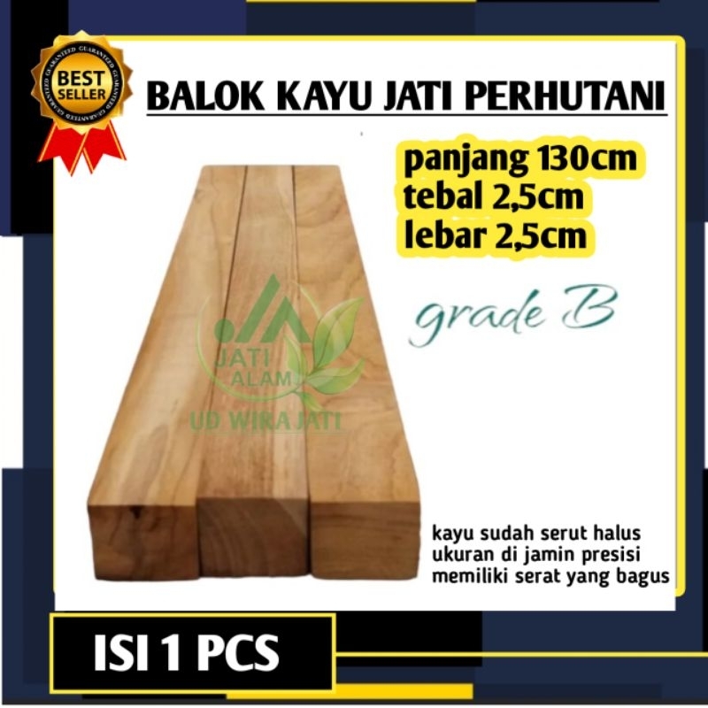 balok kayu jati perhutani 2,5*2,5 panjang 130cm