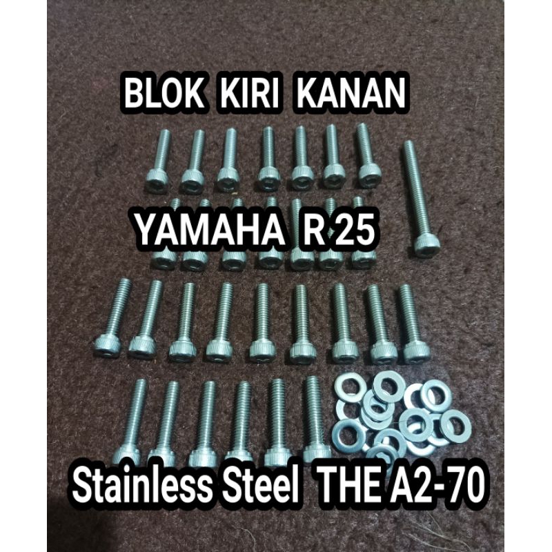 baut bak blok mesin set r25 r 25 stainless