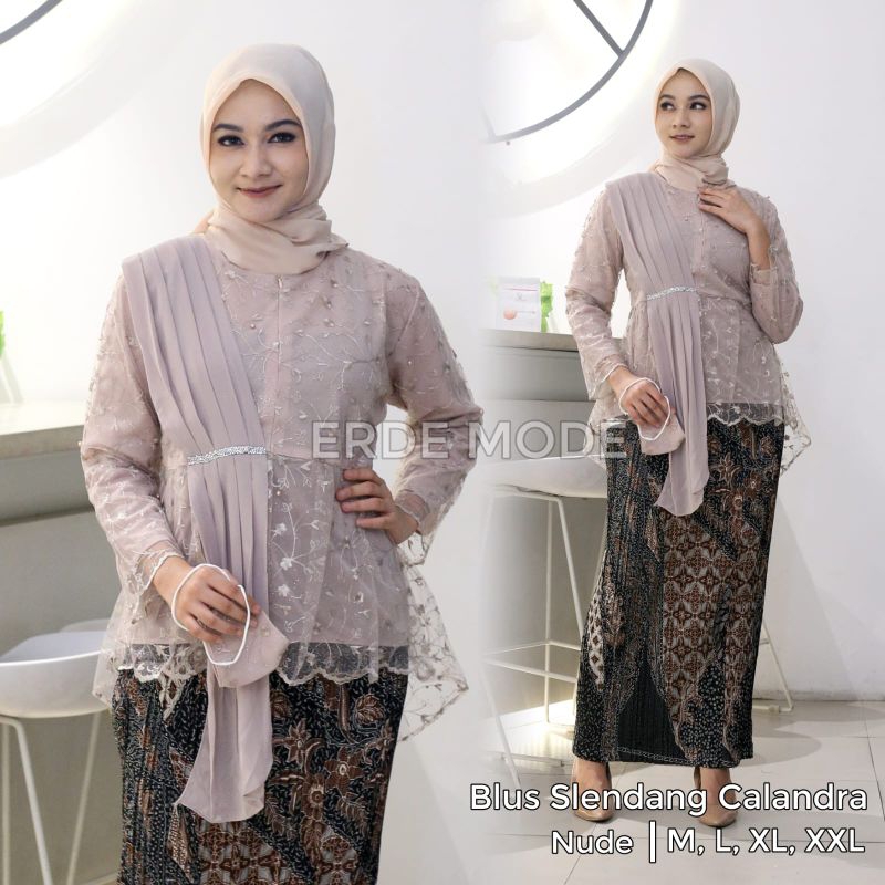 (COD)> SET KEBAYA BLOUSE SELENDANG AUREL - MODEL KEBAYA TERLARIS 2021 - BAJU KEBAYA PESTA DAN WISUDA