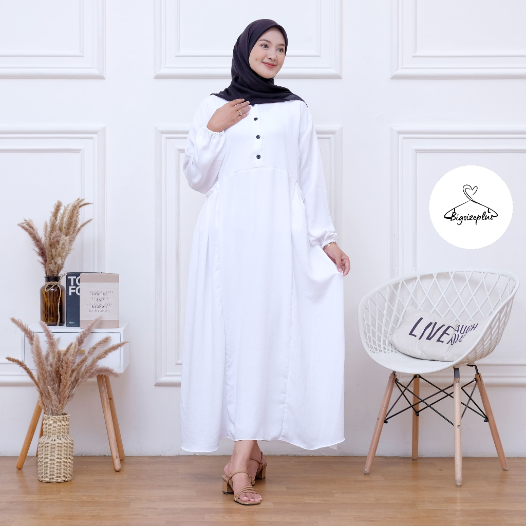 Gamis Cika Jumbo Ld 140 Cm Polos Terbaru Simple Elegan