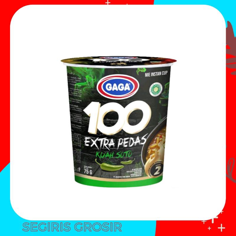 

GAGA mie instant 100 extra pedas kuah soto cup 75g