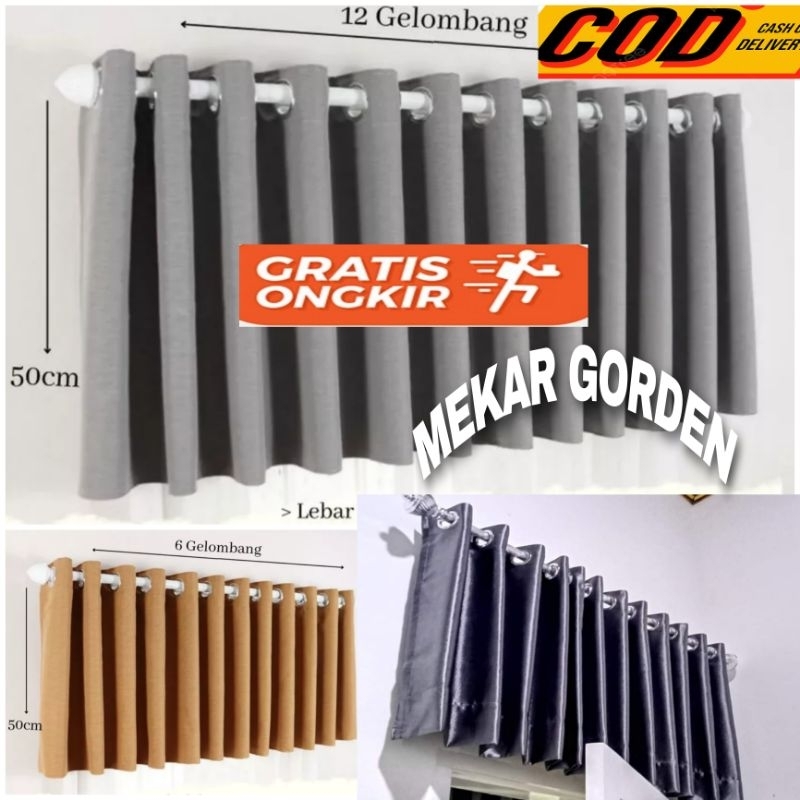 Poni Gorden Blackout Atas pintu smokring Murah gorden pintu tengah ruang tamu