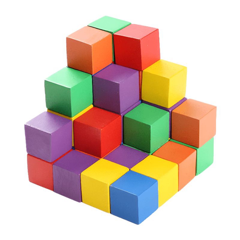 Mainan Edukasi Anak - Mainan Kubus Warna - Wooden Cube -  Balok Susun  1pcs Ukuran 3×3cm