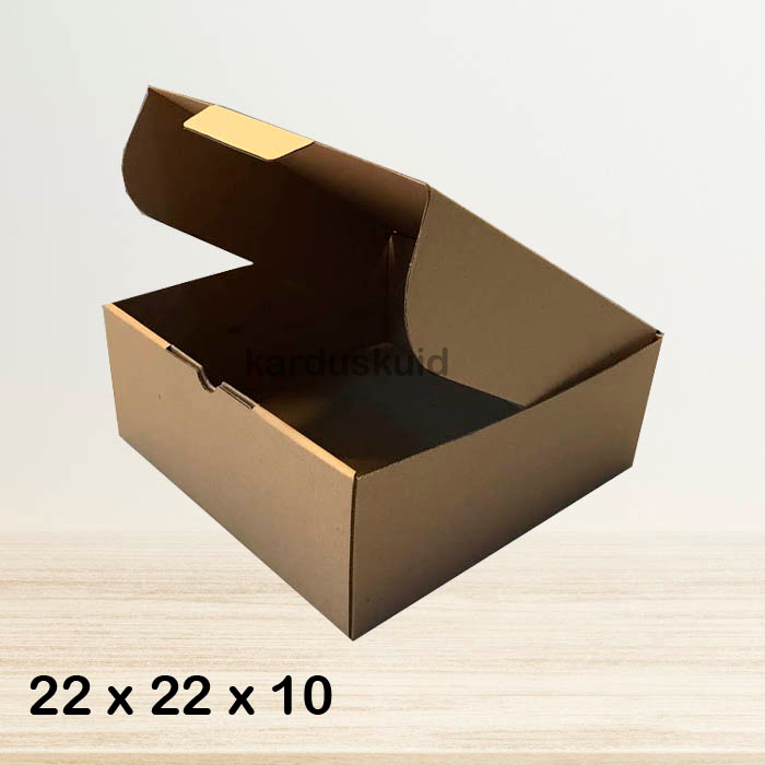 

Kardus 22 x 22 x 10 cm die cut tipe E Flute K150 box kotak karton packing