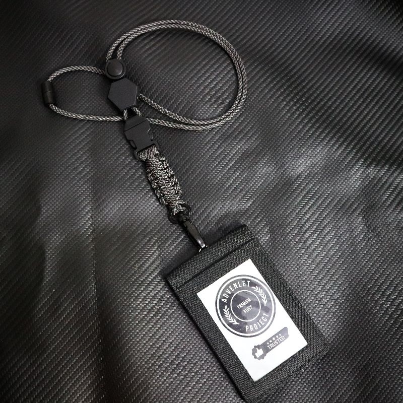 

Lanyard ID Card Tali Paracord Tactical Militer Polri Frame Kanvas Snaphook Alloy Besi Premium JunDW