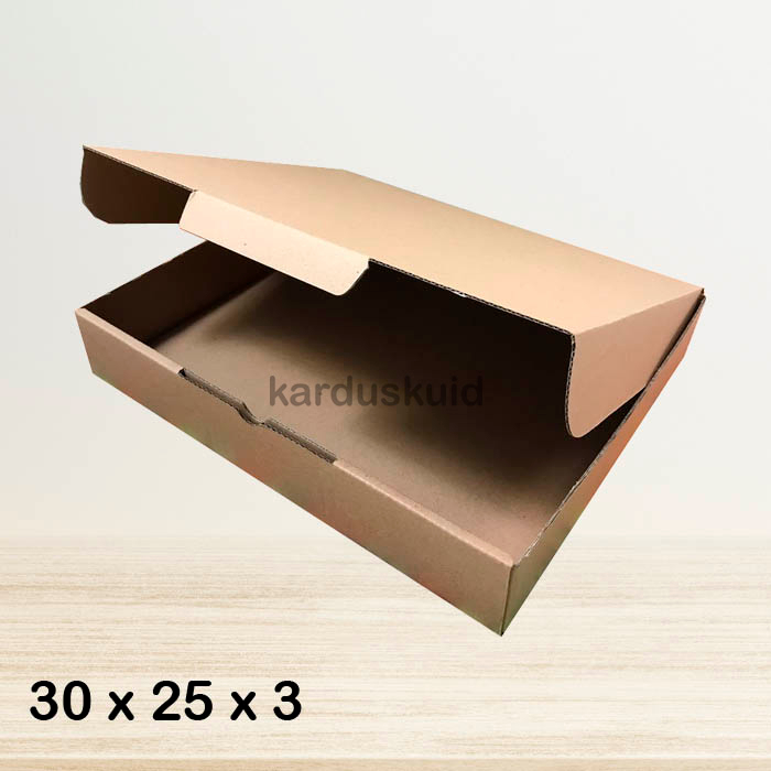 

Kardus 30 x 25 x 3 cm die cut tipe E Flute K150 box kotak karton packing