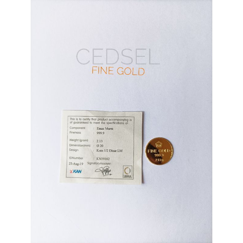 Logam Mulia Dinar Antam Fine Gold, 2.13 gram