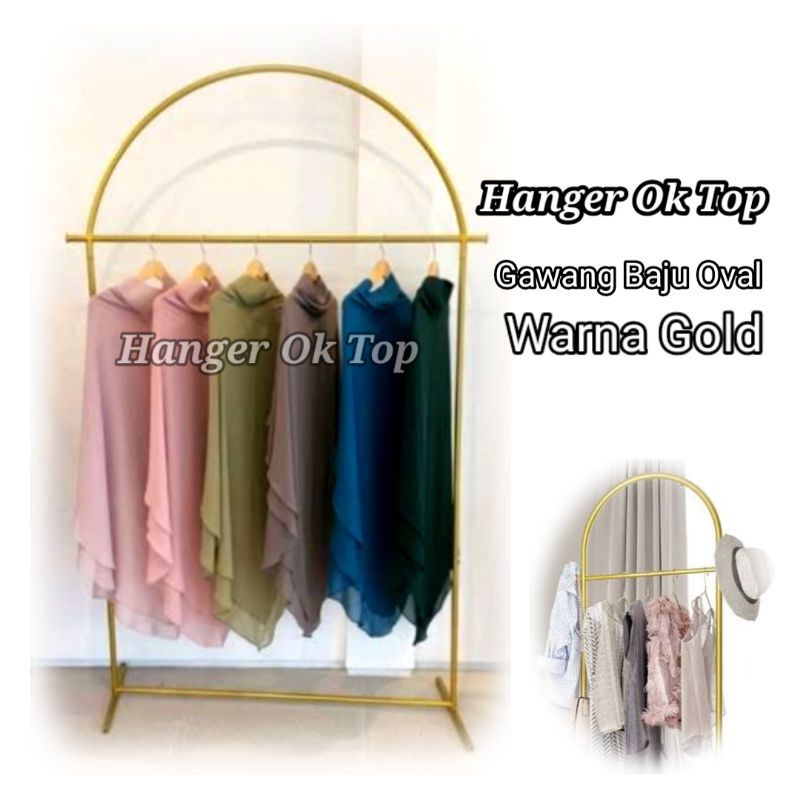 Gawang Baju Oval Besi Warna Gold