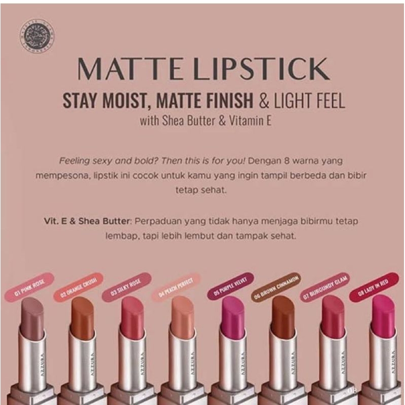 AZZURA MATTE LIPSTIK ORIGINAL Lipstik Bibir Matte Ringan