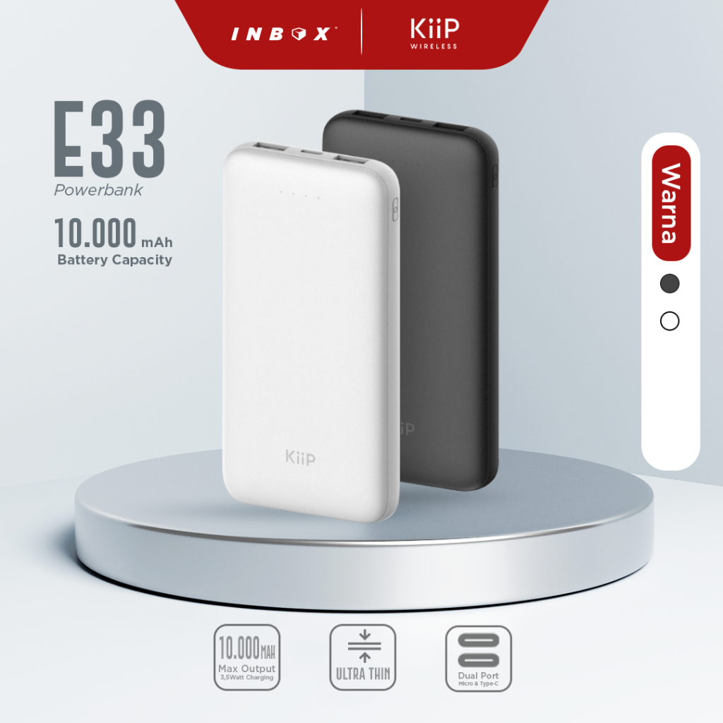 Kiip - Powerbank - E33 Slim Type-C Micro USB 10.000 mAh