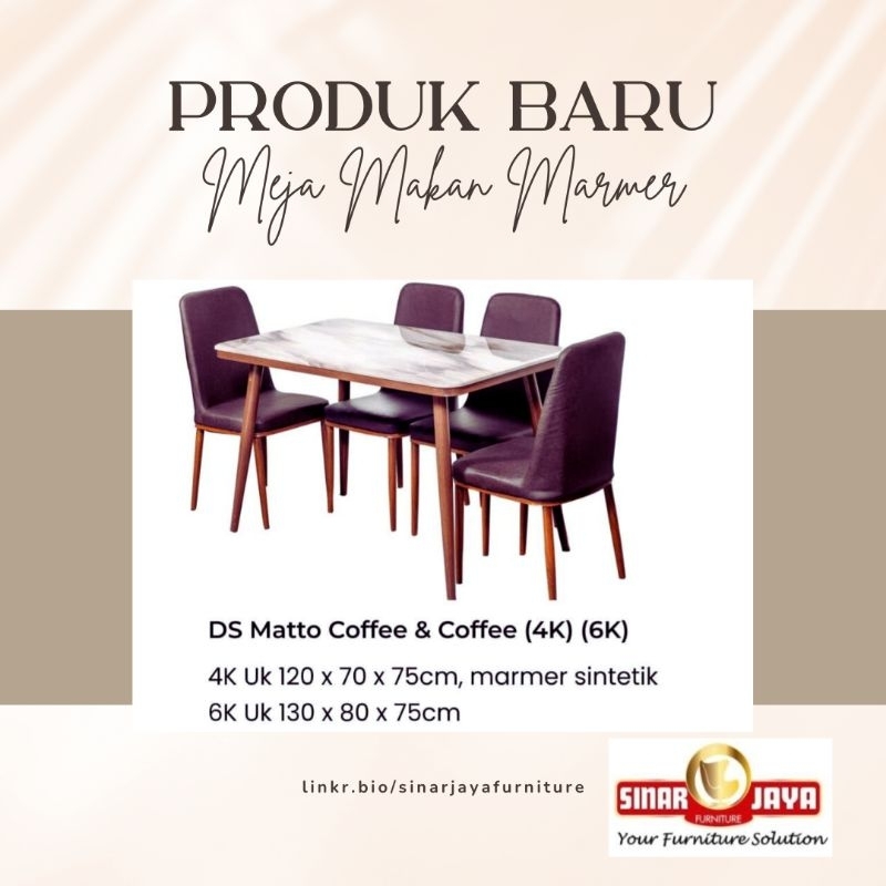 Meja makan marmer // 4 kursi - 6 kursi