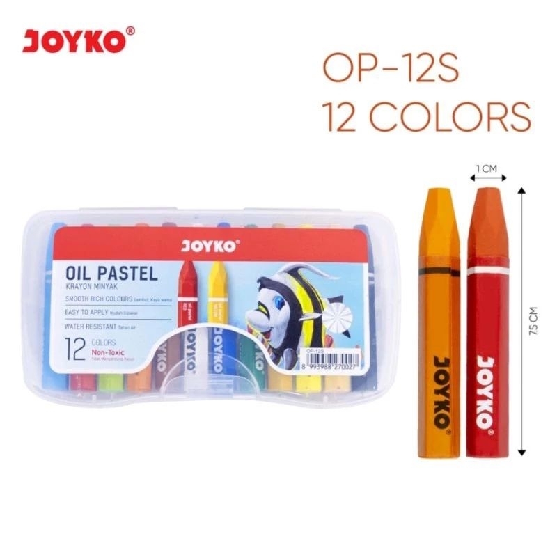 

[12 Warna] Crayon Krayon Minyak Oil Pastel/Krayon Joyko OP-12S