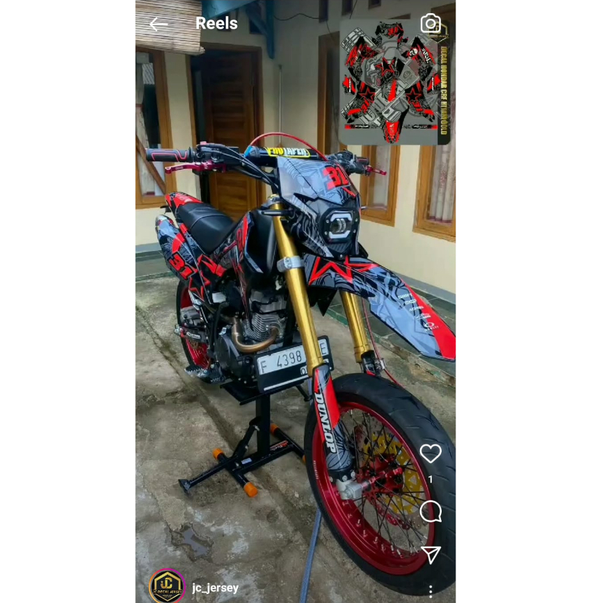 Decal CRF 150 L Full Body stiker / sticker dekal CRF 150 L HITAM MERAH