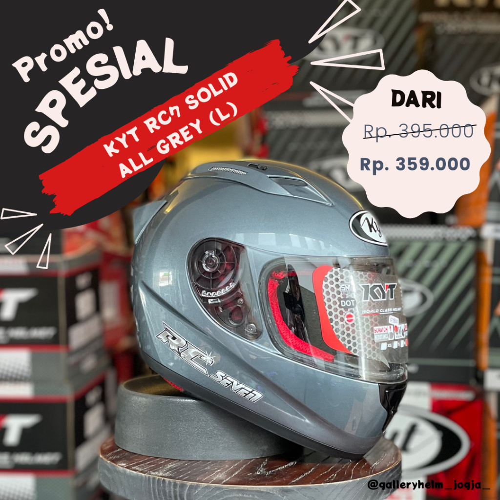 KYT RC7 Solid All Grey / RC Seven Solid / RC 7 Solid All Grey