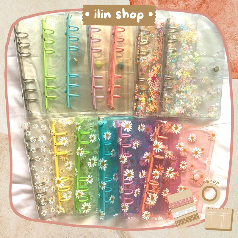 

Binder A6 PVC Transparan Polos / Ring Warna / Daisy / Daisy Warna / Hologram / Sequin / Manik payet
